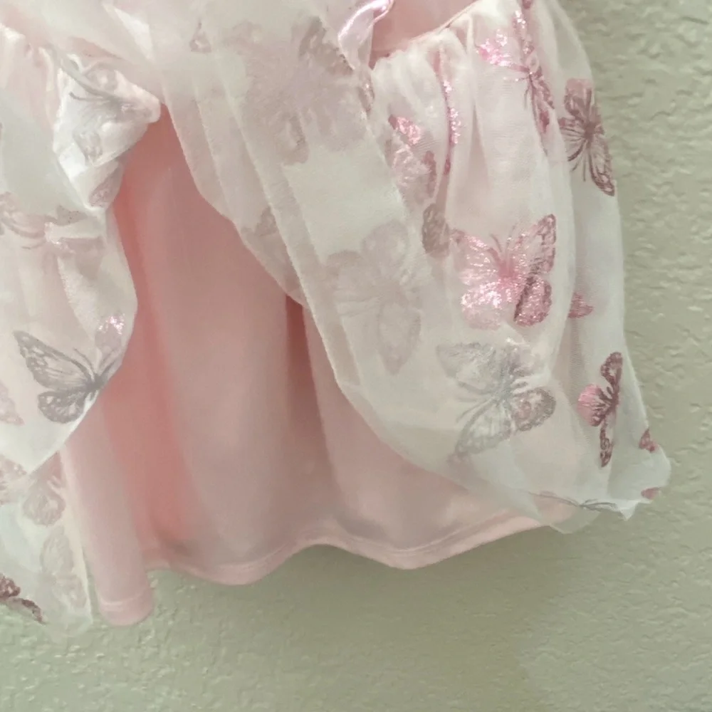 Pink Butterfly Tulle Dress | Size 2T